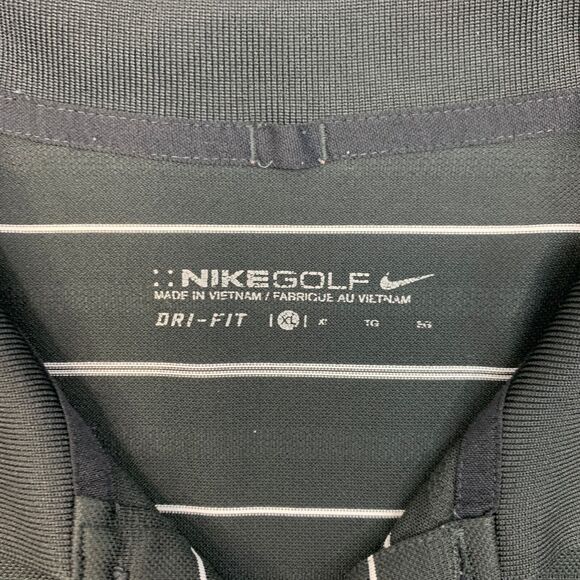Nike Golf Shirt Mens XL Extra Large Black Striped Quick Dry Performance Dri Fit - Picture 4 of 13